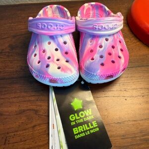 CROCS Glow Tie-Dye Clogs - Pink & Purple Toddler Size 6 New